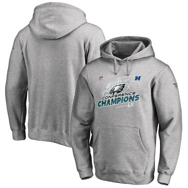 Philadelphia Eagles NFL Pro Line By Fanatics Branded 2017 NFC Champions Trophy Collection Locker Room Pullover Hoodie Heather Gray