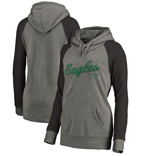 Philadelphia Eagles NFL Pro Line By Fanatics Branded Women's Timeless Collection Rising Script Plus Size Tri-Blend Hoodie Ash