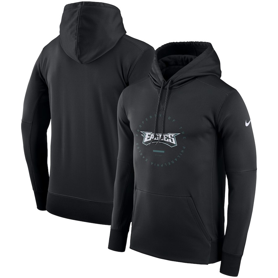 Philadelphia Eagles Nike Sideline Property Of Wordmark Logo Performance Pullover Hoodie Black