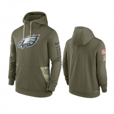 Philadelphia Eagles Olive 2022 Salute to Service Therma Hoodie