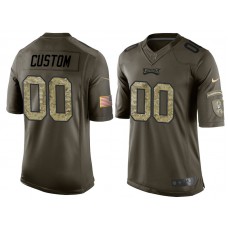 Philadelphia Eagles Olive Camo Salute to Service Veterans Day Customized Jersey