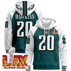 Philadelphia Eagles Super Bowl LIX Patch Pullover Hoodie  Midnight Green Brian Dawkins  20
