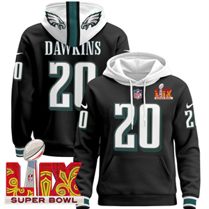 Philadelphia Eagles Super Bowl LIX Patch Pullover Hoodie Black Brian Dawkins20