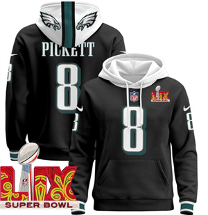 Philadelphia Eagles Super Bowl LIX Patch Pullover Hoodie Black Kenny Pickett 8