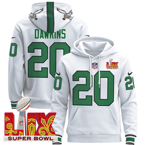 Philadelphia Eagles Super Bowl LIX Patch Pullover Hoodie Kelly White Brian Dawkins 20