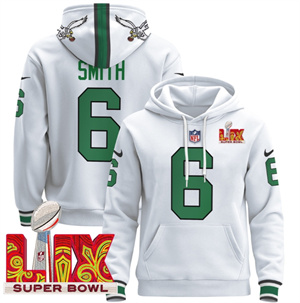 Philadelphia Eagles Super Bowl LIX Patch Pullover Hoodie Kelly White DeVonta Smith 6