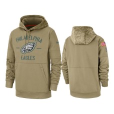 Philadelphia Eagles Tan Sideline Therma 2019 Salute to Service Pullover Hoodie