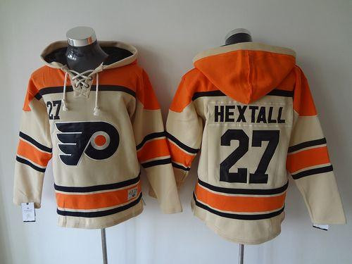 Philadelphia Flyers #27 Ron Hextall Cream Sawyer Hooded Sweatshirt Stitched NHL Jersey