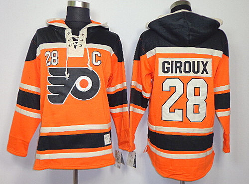 Philadelphia Flyers #28 Claude Giroux Orange Old Time Hockey hoodies Stitched