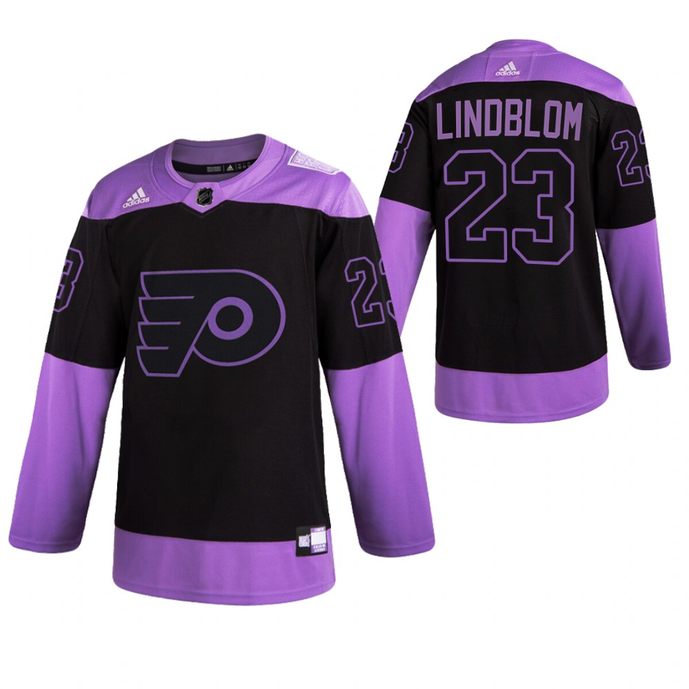 Philadelphia Flyers HockeyFightsCancer Oskar Lindblom Purple Jersey Authentic