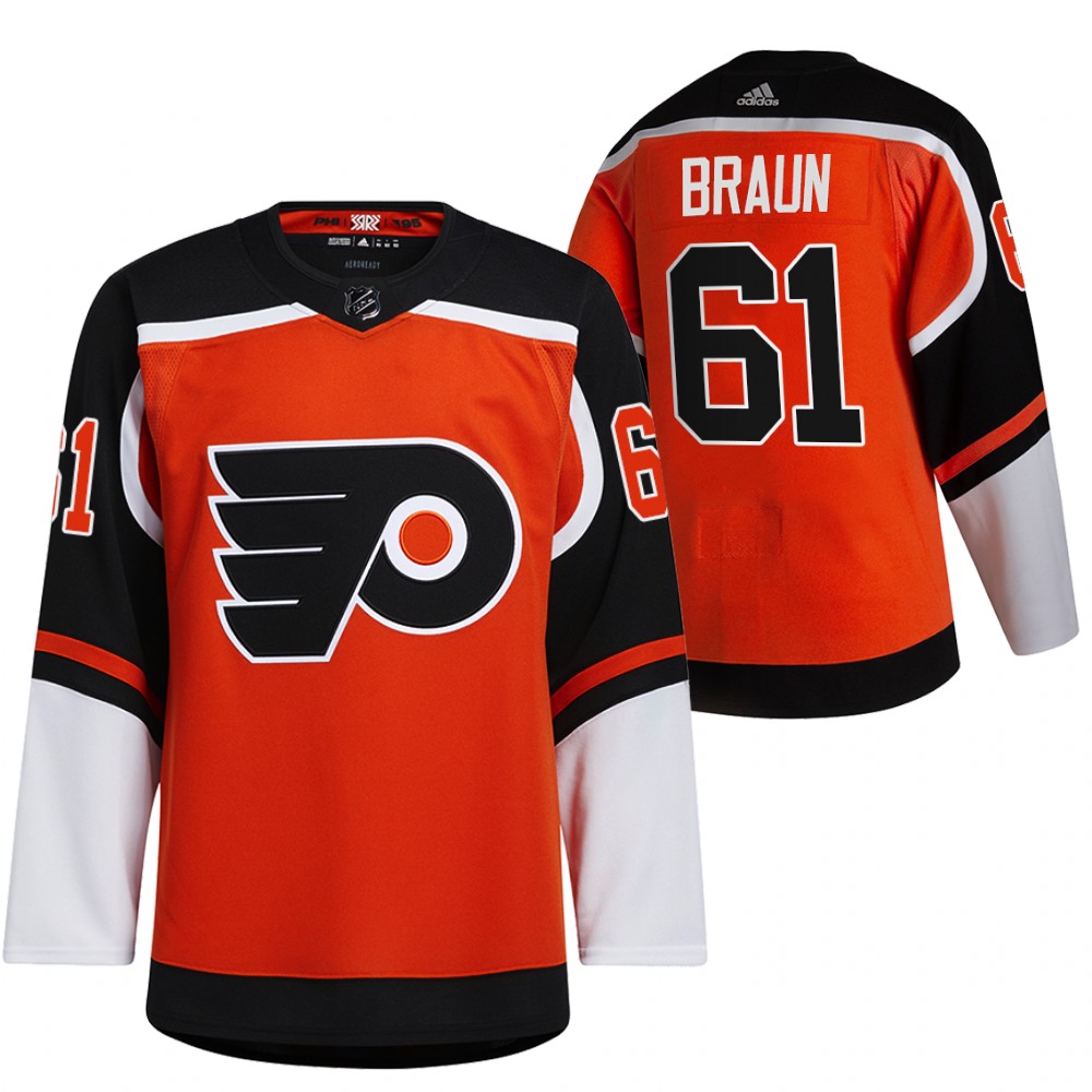 Philadelphia Flyers Justin Braun Orange 2020-21 Reverse Retro Fourth Authentic Jersey