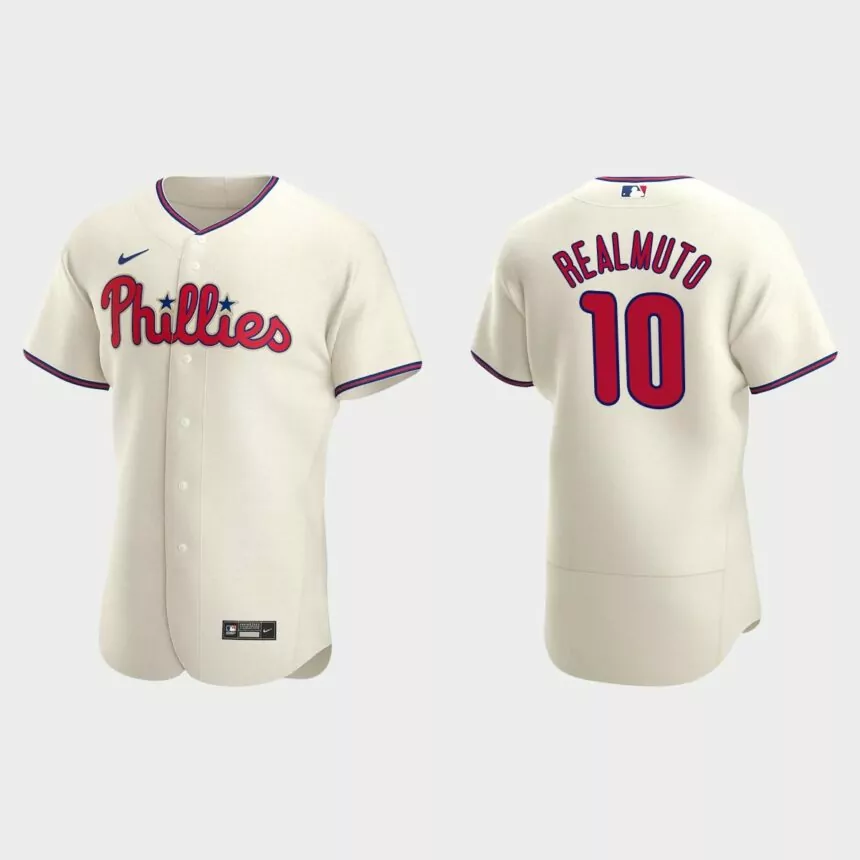 Philadelphia Phillies #10 J.T. Realmuto Cream Authentic 2020 Alternate Jersey