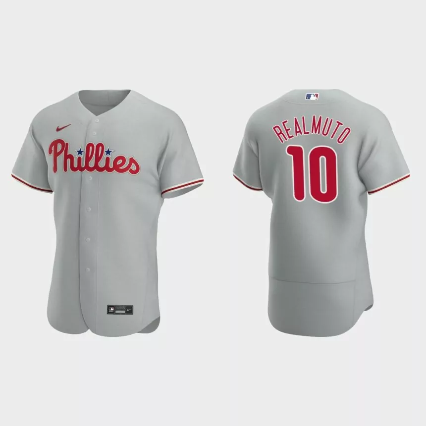Philadelphia Phillies #10 J.T. Realmuto Gray Authentic 2020 Road Jersey