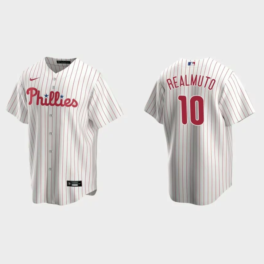 Philadelphia Phillies #10 J.T. Realmuto Replica Home Jersey – White