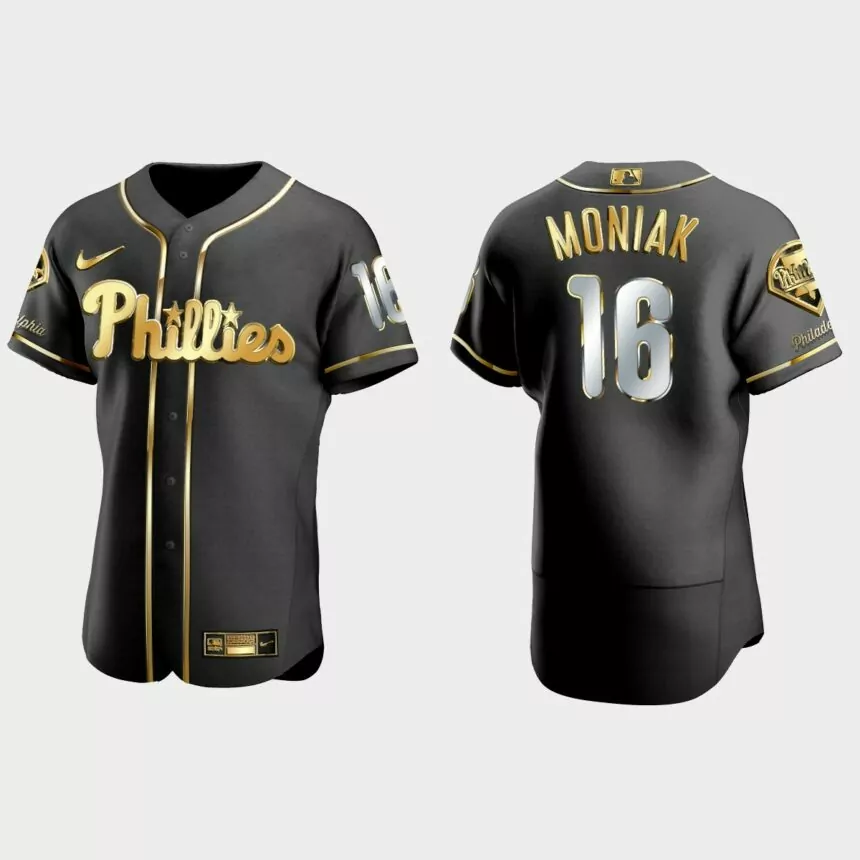Philadelphia Phillies #16 Mickey Moniak Golden Edition Authentic Jersey – Black