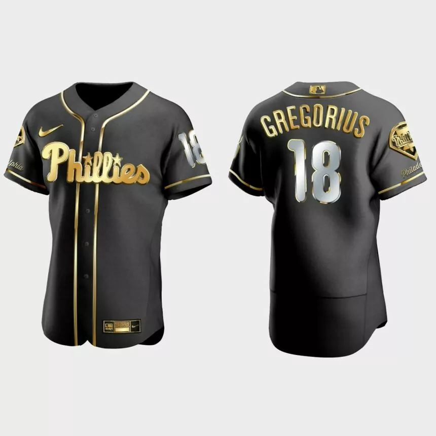 Philadelphia Phillies #18 Didi Gregorius Golden Edition Authentic Jersey – Black