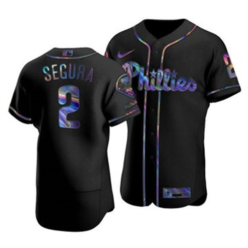 Philadelphia Phillies #2 Jean Segura Men's Nike Iridescent Holographic Collection MLB Jersey - Black
