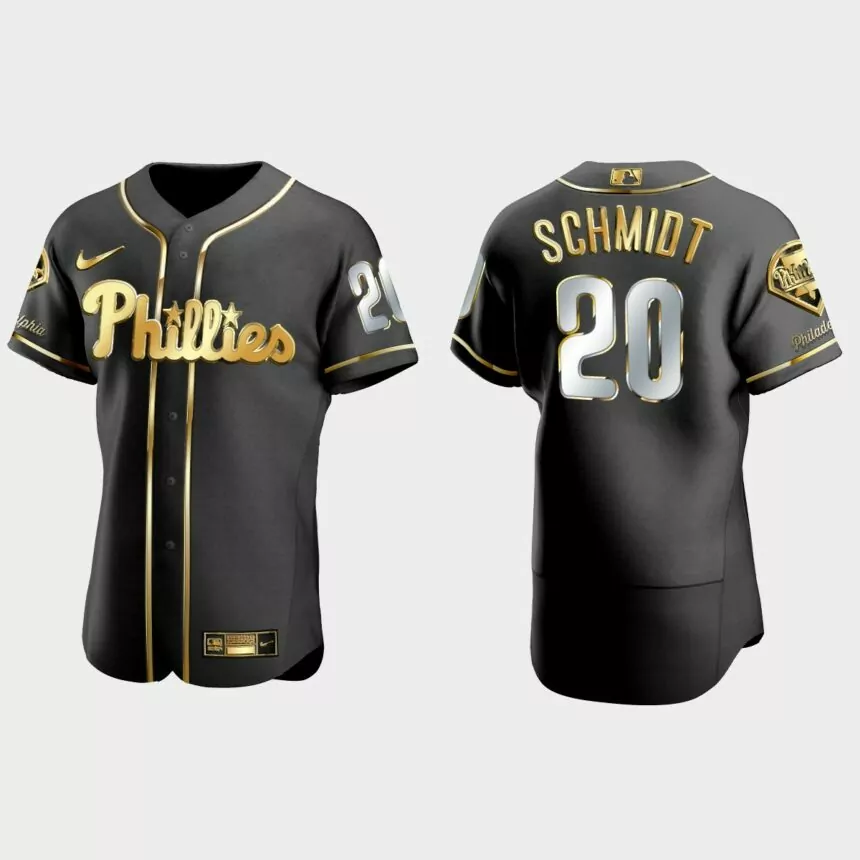 Philadelphia Phillies #20 Mike Schmidt Golden Edition Authentic Jersey – Black