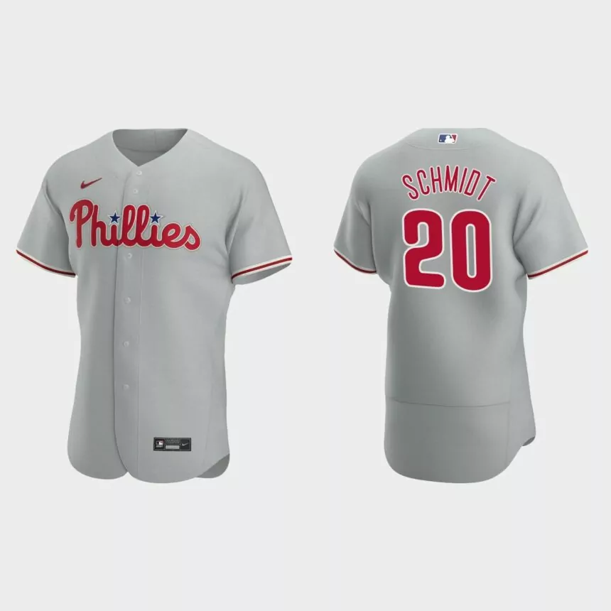 Philadelphia Phillies #20 Mike Schmidt Gray Authentic 2020 Road Jersey