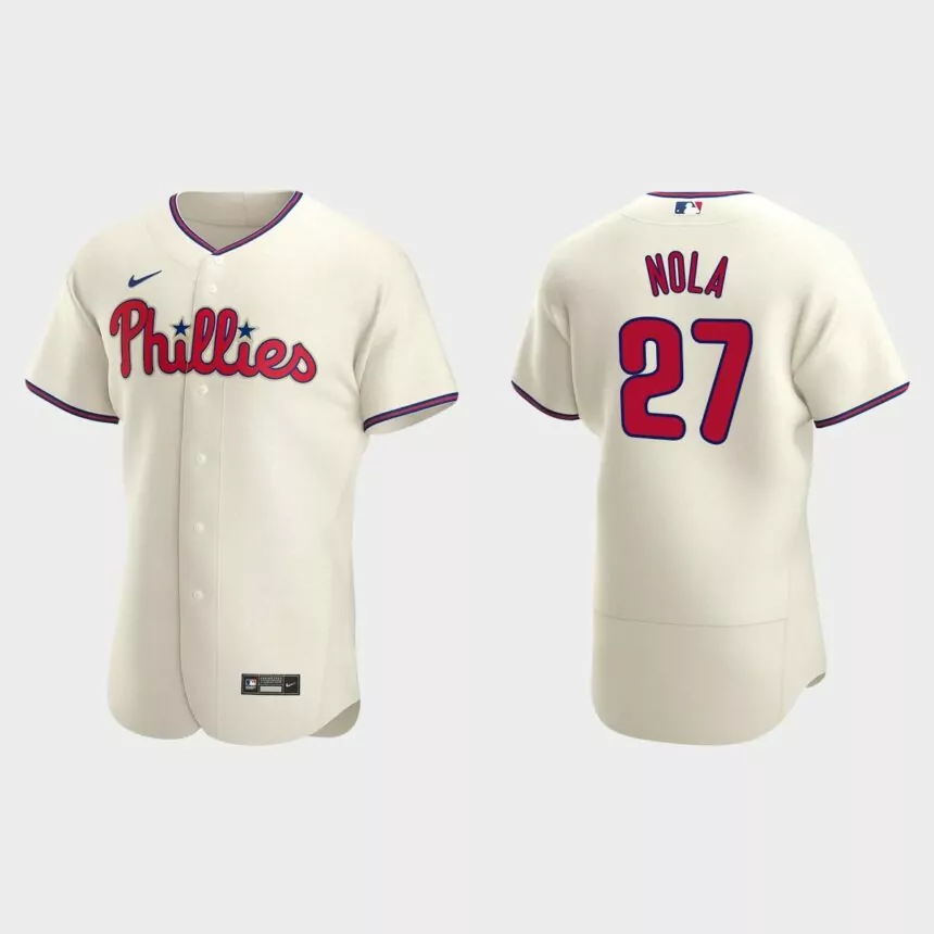 Philadelphia Phillies #27 Aaron Nola Cream Authentic 2020 Alternate Jersey