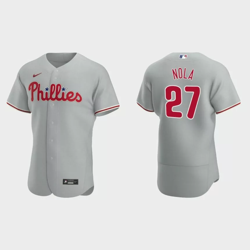 Philadelphia Phillies #27 Aaron Nola Gray Authentic 2020 Road Jersey