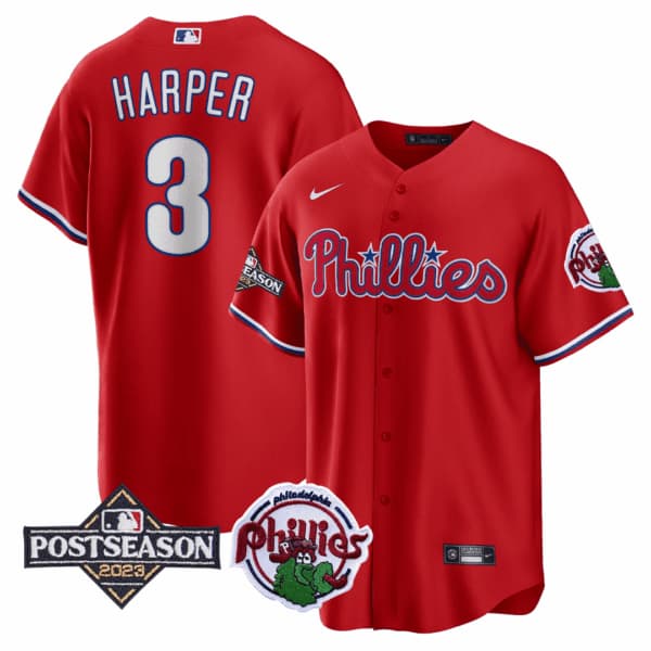Philadelphia Phillies 2022 World Series Home Player Jersey – All Stitched Bryce Harper   3