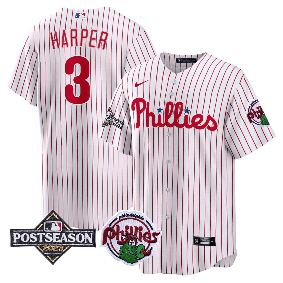 Philadelphia Phillies 2022 World Series Home Player Jersey – All Stitched Bryce Harper 3