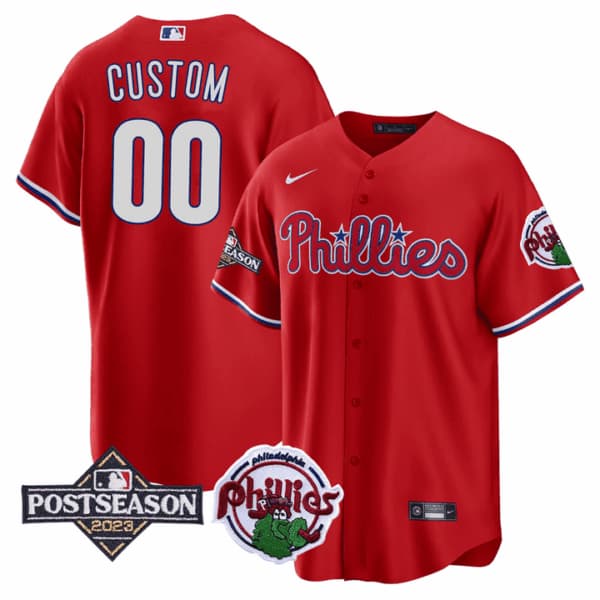 Philadelphia Phillies 2023 Postseason Patch Custom Jersey   – All
