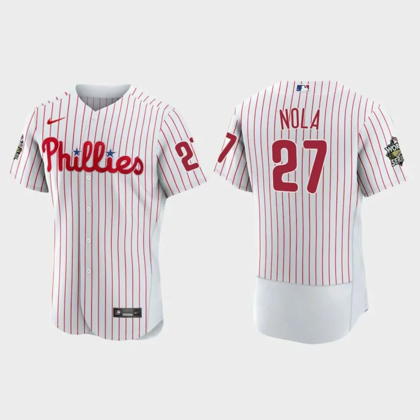 Philadelphia Phillies Aaron Nola 2022 World Series White Authentic Jersey