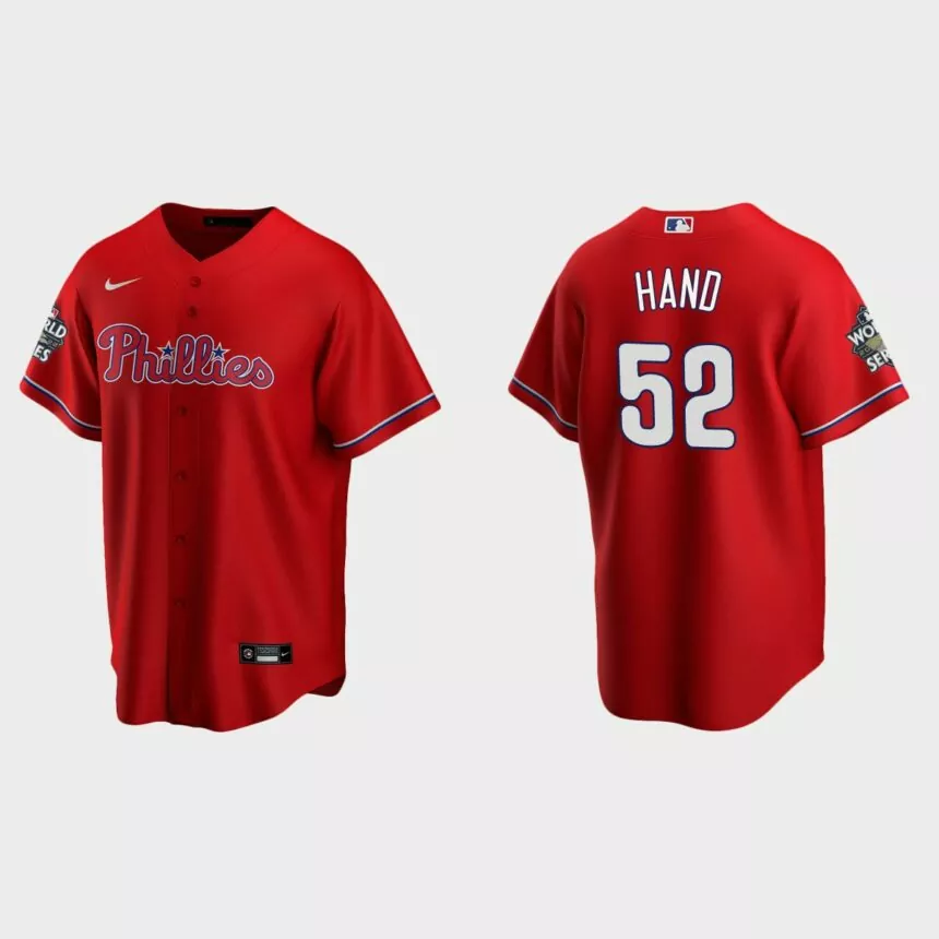 Philadelphia Phillies Brad Hand 2022 World Series Red Replica Jersey