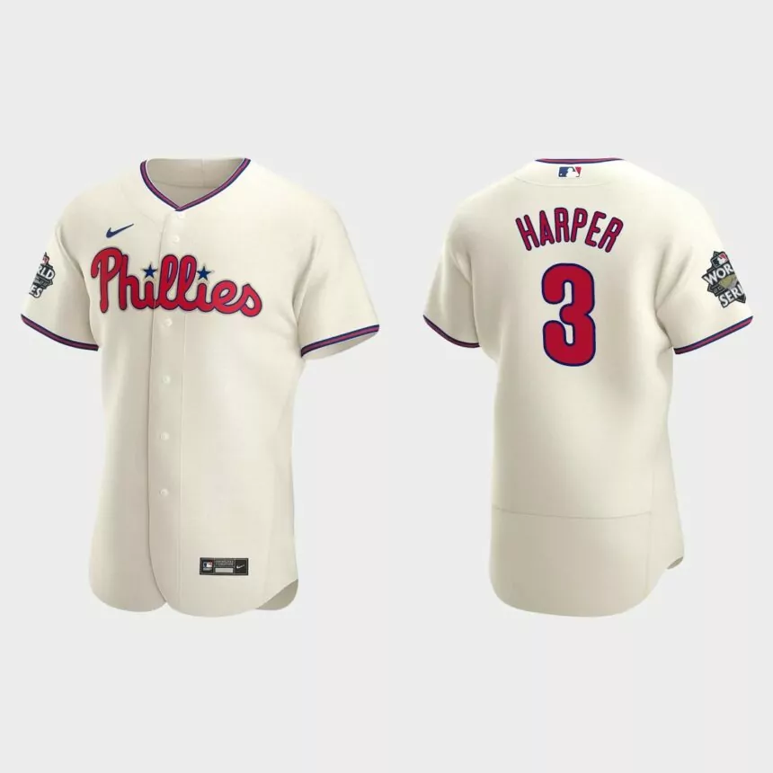 Philadelphia Phillies Bryce Harper 2022 World Series Cream Authentic Jersey