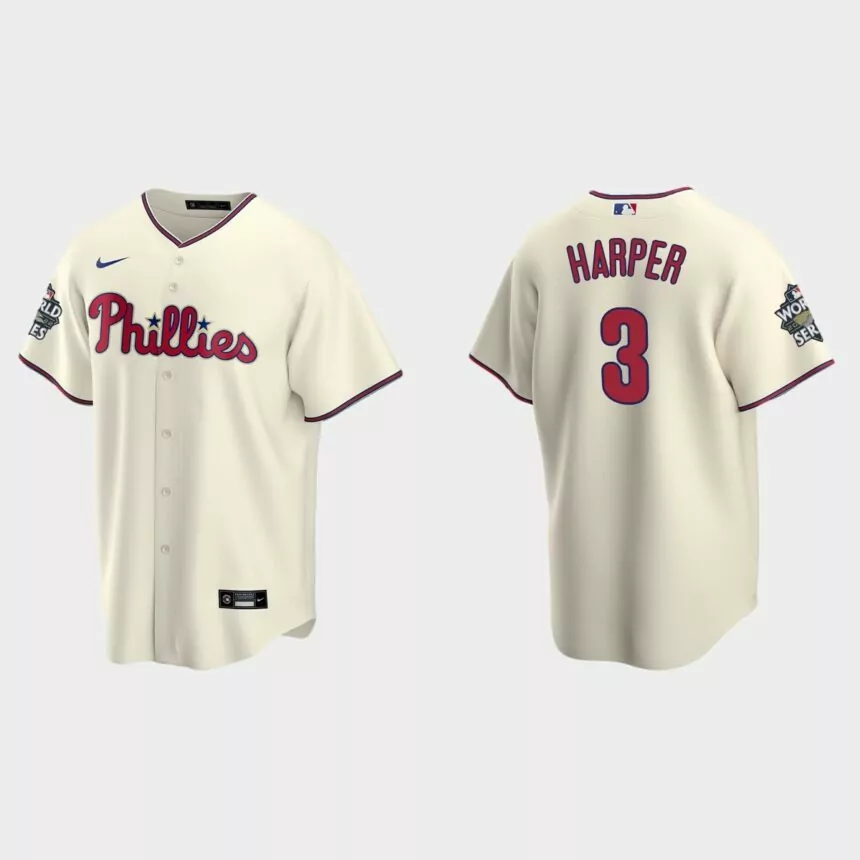 Philadelphia Phillies Bryce Harper 2022 World Series Cream Replica Jersey