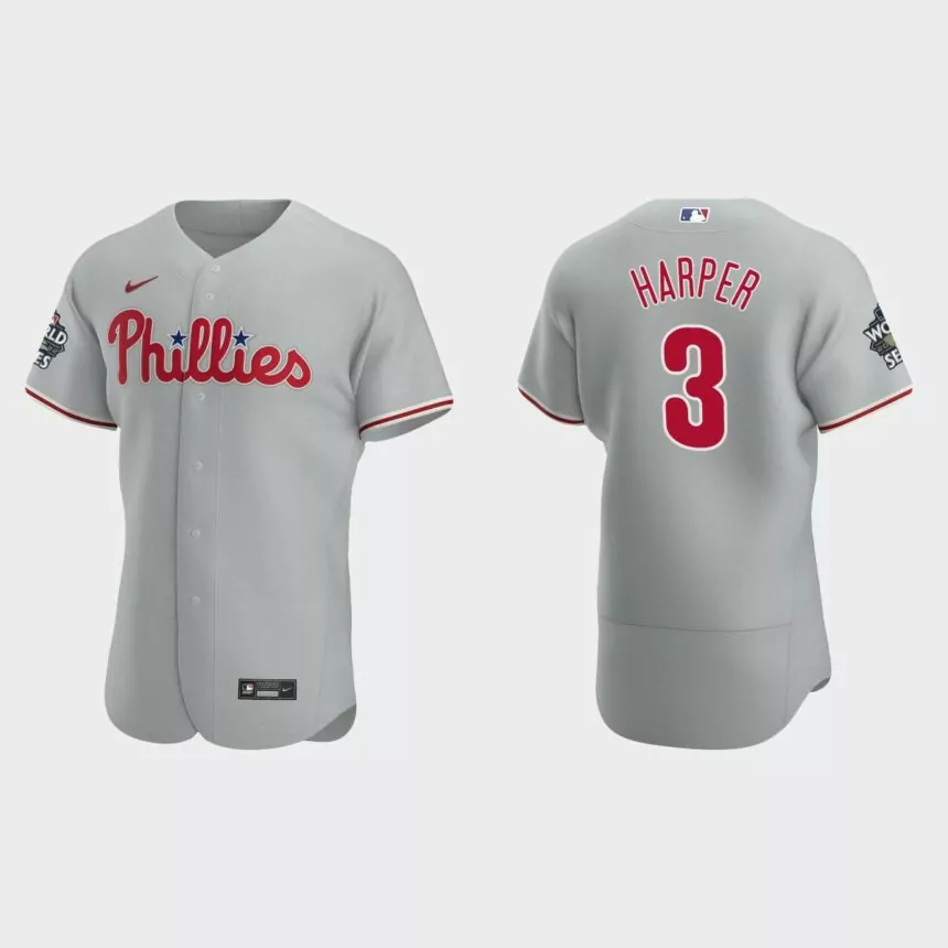 Philadelphia Phillies Bryce Harper 2022 World Series Gray Authentic Jersey