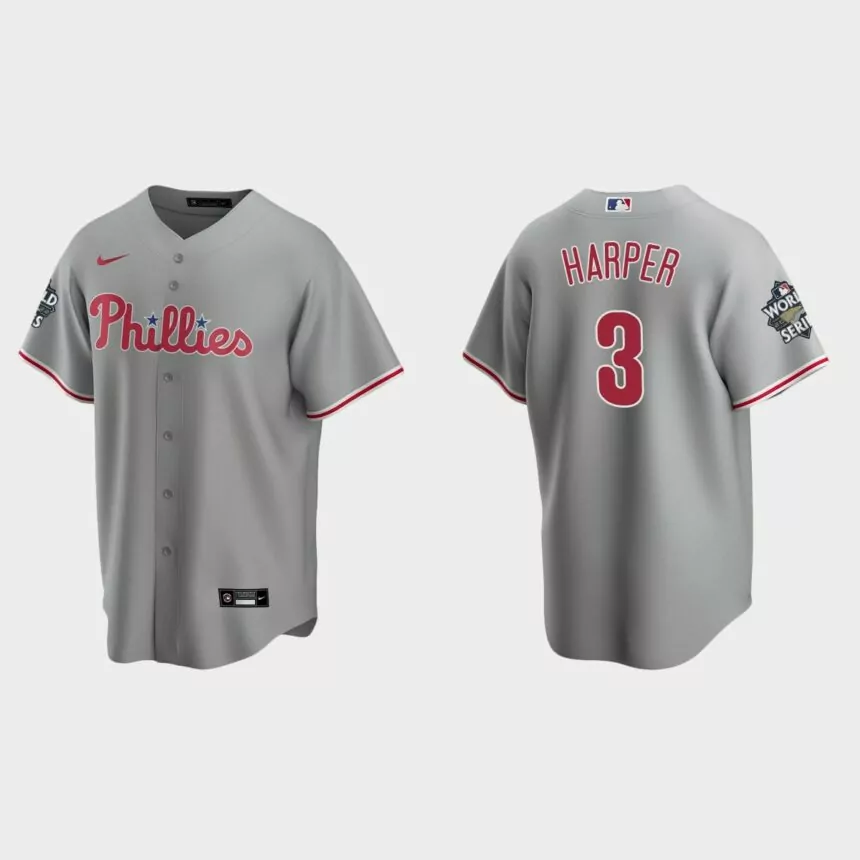 Philadelphia Phillies Bryce Harper 2022 World Series Gray Replica Jersey