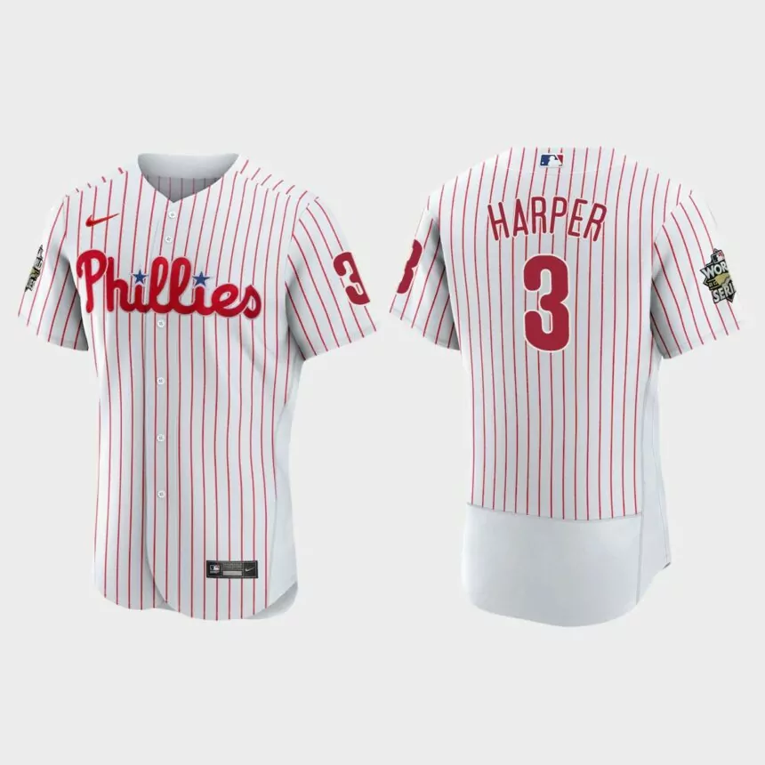 Philadelphia Phillies Bryce Harper 2022 World Series White Authentic Jersey