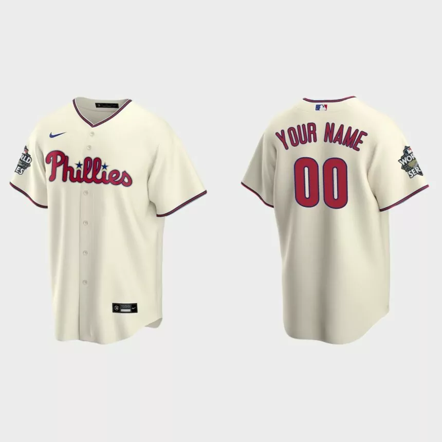 Philadelphia Phillies Custom 2022 World Series Cream Replica Jersey