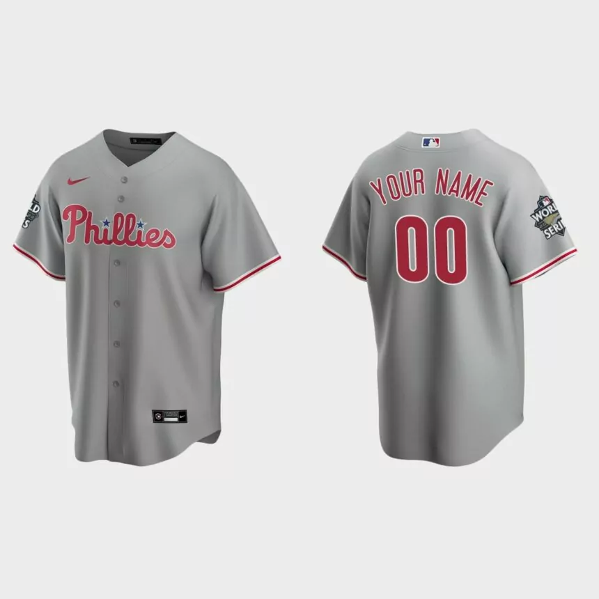 Philadelphia Phillies Custom 2022 World Series Gray Replica Jersey