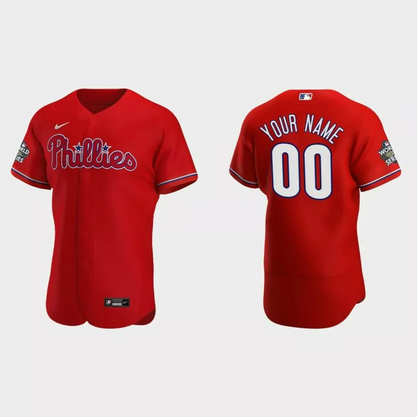 Philadelphia Phillies Custom 2022 World Series Red Authentic Jersey