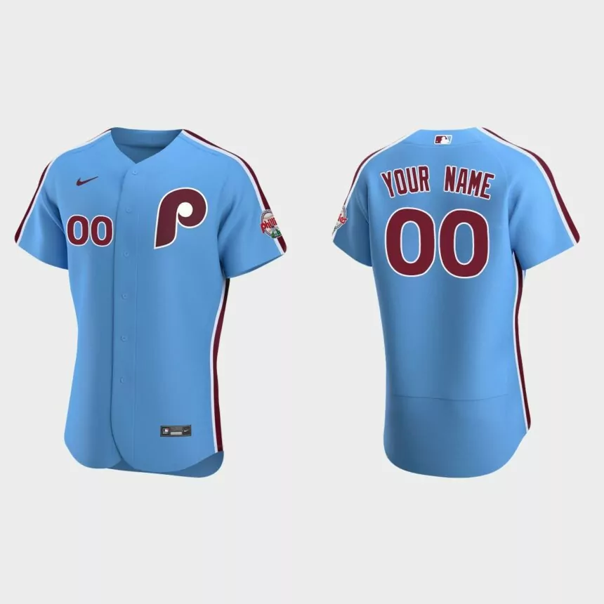 Philadelphia Phillies Custom Authentic Alternate Jersey – Light Blue
