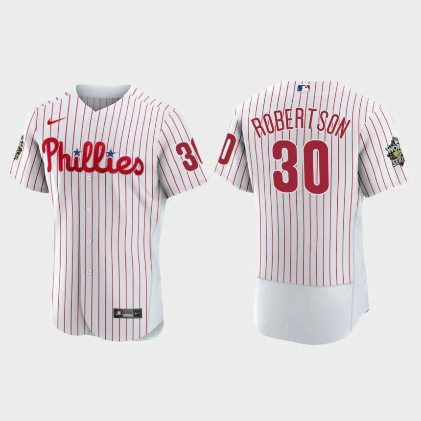 Philadelphia Phillies David Robertson 2022 World Series White Authentic Jersey