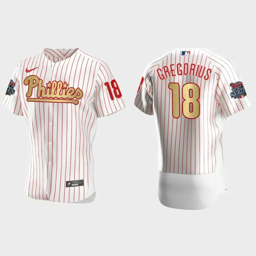 Philadelphia Phillies Didi Gregorius White Gold 2008 World Series Champions Jersey