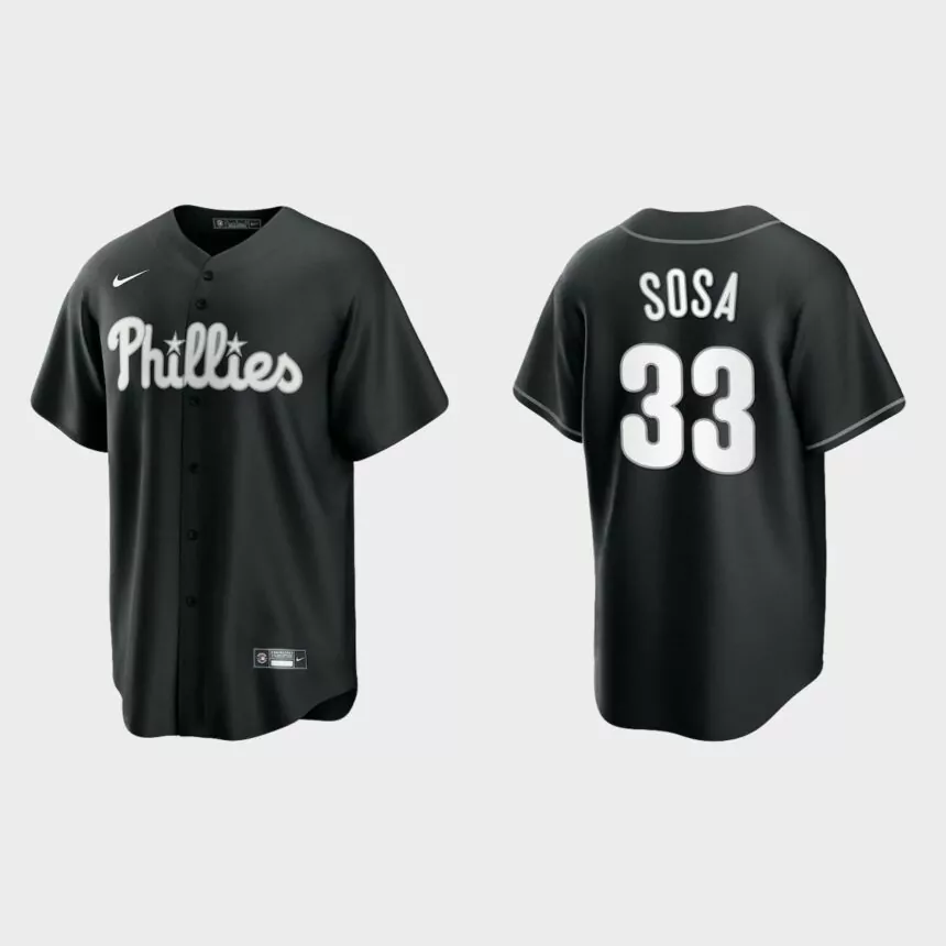Philadelphia Phillies Edmundo Sosa Replica Official Jersey – Black White
