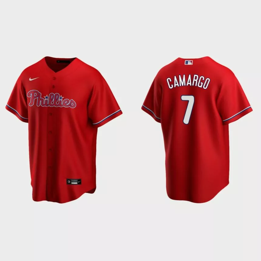 Philadelphia Phillies Johan Camargo Replica Alternate Jersey – Red