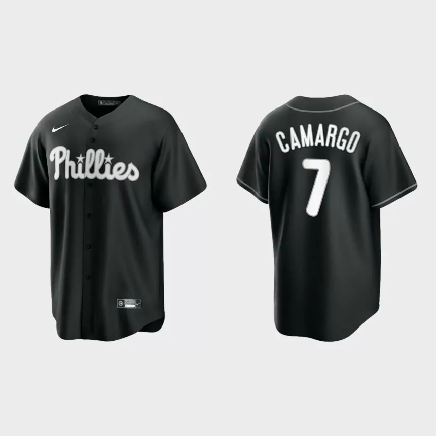 Philadelphia Phillies Johan Camargo Replica Official Jersey – Black White