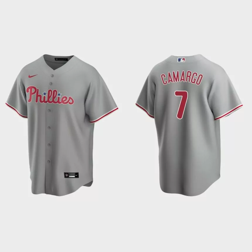Philadelphia Phillies Johan Camargo Replica Road Jersey – Gray
