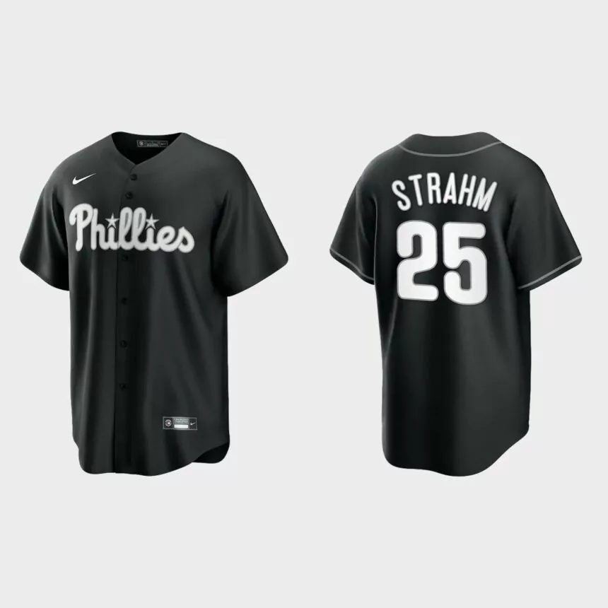 Philadelphia Phillies Matthew Strahm Replica Official Jersey – Black White