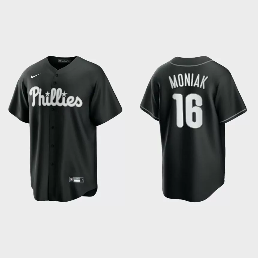 Philadelphia Phillies Mickey Moniak 2021 All Black Fashion Replica Jersey – Black White
