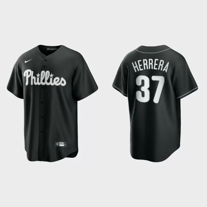 Philadelphia Phillies Odubel Herrera 2021 All Black Fashion Replica Jersey – Black White