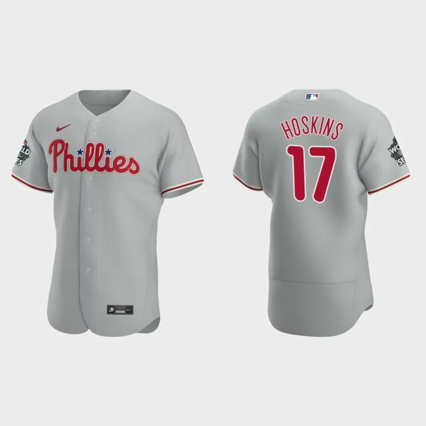 Philadelphia Phillies Rhys Hoskins 2022 World Series Gray Authentic Jersey