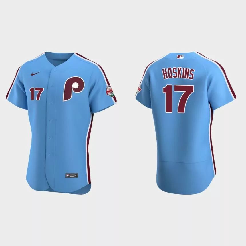 Philadelphia Phillies Rhys Hoskins Authentic Alternate Jersey – Light Blue